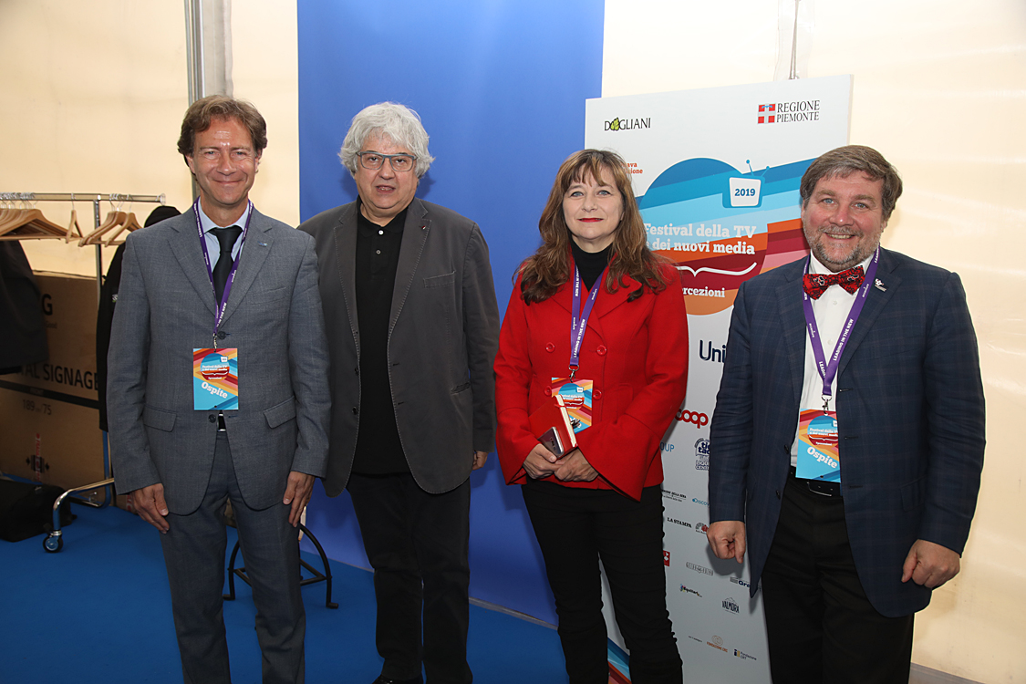 Festival della TV e dei Nuovi Media 2019_074.jpg - FESTIVAL DELLA TV E DEI NUOVI MEDIA 2019 A come Ambiente Le tematiche ambientaliste: dalla cronaca delle catastrofi naturali alla formazione di una vera e propria cultura della prevenzione. Luca Mercalli, Ermete Realacci, Angelo Robotto, Mario Tozzi con Rosy Battaglia